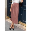 image:imagePRETTYGARDEN Womens Faux Leather High Waisted Midi Skirt  Flowy A Line Pleated Skirts Elegant Swing Flared Work Business Casual Outfits Fall Winter Fashion ClothesDusty Pink