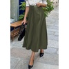 image:imagePRETTYGARDEN Womens Faux Leather High Waisted Midi Skirt  Flowy A Line Pleated Skirts Elegant Swing Flared Work Business Casual Outfits Fall Winter Fashion ClothesArmy Green
