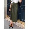 image:imagePRETTYGARDEN Womens Faux Leather High Waisted Midi Skirt  Flowy A Line Pleated Skirts Elegant Swing Flared Work Business Casual Outfits Fall Winter Fashion ClothesArmy Green