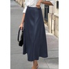 image:imagePRETTYGARDEN Womens Faux Leather High Waisted Midi Skirt  Flowy A Line Pleated Skirts Elegant Swing Flared Work Business Casual Outfits Fall Winter Fashion ClothesNavy