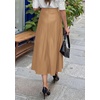 image:imagePRETTYGARDEN Womens Faux Leather High Waisted Midi Skirt  Flowy A Line Pleated Skirts Elegant Swing Flared Work Business Casual Outfits Fall Winter Fashion ClothesKhaki