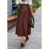 image:imagePRETTYGARDEN Womens Faux Leather High Waisted Midi Skirt  Flowy A Line Pleated Skirts Elegant Swing Flared Work Business Casual Outfits Fall Winter Fashion ClothesCoffee