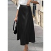 image:imagePRETTYGARDEN Womens Faux Leather High Waisted Midi Skirt  Flowy A Line Pleated Skirts Elegant Swing Flared Work Business Casual Outfits Fall Winter Fashion ClothesBlack