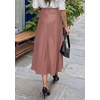 image:imagePRETTYGARDEN Womens Faux Leather High Waisted Midi Skirt  Flowy A Line Pleated Skirts Elegant Swing Flared Work Business Casual Outfits Fall Winter Fashion ClothesDusty Pink