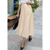 image:imagePRETTYGARDEN Womens Faux Leather High Waisted Midi Skirt  Flowy A Line Pleated Skirts Elegant Swing Flared Work Business Casual Outfits Fall Winter Fashion ClothesBeige