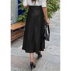 image:imagePRETTYGARDEN Womens Faux Leather High Waisted Midi Skirt  Flowy A Line Pleated Skirts Elegant Swing Flared Work Business Casual Outfits Fall Winter Fashion ClothesBlack