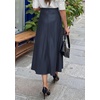 image:imagePRETTYGARDEN Womens Faux Leather High Waisted Midi Skirt  Flowy A Line Pleated Skirts Elegant Swing Flared Work Business Casual Outfits Fall Winter Fashion ClothesNavy