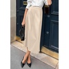 image:imagePRETTYGARDEN Womens Faux Leather High Waisted Midi Skirt  Flowy A Line Pleated Skirts Elegant Swing Flared Work Business Casual Outfits Fall Winter Fashion ClothesBeige