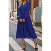 image:imagePRETTYGARDEN Womens Floral Boho Long Sleeve Maxi Dress  Wrap V Neck Flowy A Line Swing Dresses Belted Elegant Spring Fall Outfit for Wedding Guest Vacation Date Night PartySolid Blue