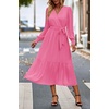 image:imagePRETTYGARDEN Womens Floral Boho Long Sleeve Maxi Dress  Wrap V Neck Flowy A Line Swing Dresses Belted Elegant Spring Fall Outfit for Wedding Guest Vacation Date Night PartySolid Rose Pink