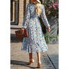 image:imagePRETTYGARDEN Womens Floral Boho Long Sleeve Maxi Dress  Wrap V Neck Flowy A Line Swing Dresses Belted Elegant Spring Fall Outfit for Wedding Guest Vacation Date Night PartyFloral Blue