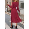 image:imagePRETTYGARDEN Womens Floral Boho Long Sleeve Maxi Dress  Wrap V Neck Flowy A Line Swing Dresses Belted Elegant Spring Fall Outfit for Wedding Guest Vacation Date Night PartySolid Wine Red