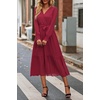image:imagePRETTYGARDEN Womens Floral Boho Long Sleeve Maxi Dress  Wrap V Neck Flowy A Line Swing Dresses Belted Elegant Spring Fall Outfit for Wedding Guest Vacation Date Night PartySolid Wine Red