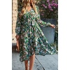 image:imagePRETTYGARDEN Womens Floral Boho Long Sleeve Maxi Dress  Wrap V Neck Flowy A Line Swing Dresses Belted Elegant Spring Fall Outfit for Wedding Guest Vacation Date Night PartyFloral Green