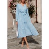 image:imagePRETTYGARDEN Womens Floral Boho Long Sleeve Maxi Dress  Wrap V Neck Flowy A Line Swing Dresses Belted Elegant Spring Fall Outfit for Wedding Guest Vacation Date Night PartyDark Blue