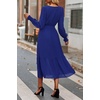 image:imagePRETTYGARDEN Womens Floral Boho Long Sleeve Maxi Dress  Wrap V Neck Flowy A Line Swing Dresses Belted Elegant Spring Fall Outfit for Wedding Guest Vacation Date Night PartySolid Blue