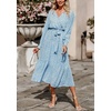 image:imagePRETTYGARDEN Womens Floral Boho Long Sleeve Maxi Dress  Wrap V Neck Flowy A Line Swing Dresses Belted Elegant Spring Fall Outfit for Wedding Guest Vacation Date Night PartyDark Blue