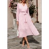image:imagePRETTYGARDEN Womens Floral Boho Long Sleeve Maxi Dress  Wrap V Neck Flowy A Line Swing Dresses Belted Elegant Spring Fall Outfit for Wedding Guest Vacation Date Night PartyPink