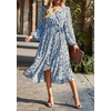 image:imagePRETTYGARDEN Womens Floral Boho Long Sleeve Maxi Dress  Wrap V Neck Flowy A Line Swing Dresses Belted Elegant Spring Fall Outfit for Wedding Guest Vacation Date Night PartyFloral Blue