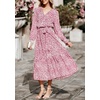 image:imagePRETTYGARDEN Womens Floral Boho Long Sleeve Maxi Dress  Wrap V Neck Flowy A Line Swing Dresses Belted Elegant Spring Fall Outfit for Wedding Guest Vacation Date Night PartyWine Red