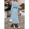 image:imagePRETTYGARDEN Womens Floral Boho Long Sleeve Maxi Dress  Wrap V Neck Flowy A Line Swing Dresses Belted Elegant Spring Fall Outfit for Wedding Guest Vacation Date Night PartyDark Blue