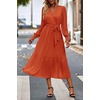 image:imagePRETTYGARDEN Womens Floral Boho Long Sleeve Maxi Dress  Wrap V Neck Flowy A Line Swing Dresses Belted Elegant Spring Fall Outfit for Wedding Guest Vacation Date Night PartySolid Brick Red