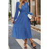 image:imagePRETTYGARDEN Womens Floral Boho Long Sleeve Maxi Dress  Wrap V Neck Flowy A Line Swing Dresses Belted Elegant Spring Fall Outfit for Wedding Guest Vacation Date Night PartySolid Dark Bule