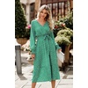 image:imagePRETTYGARDEN Womens Floral Boho Long Sleeve Maxi Dress  Wrap V Neck Flowy A Line Swing Dresses Belted Elegant Spring Fall Outfit for Wedding Guest Vacation Date Night PartyBgreen