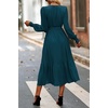 image:imagePRETTYGARDEN Womens Floral Boho Long Sleeve Maxi Dress  Wrap V Neck Flowy A Line Swing Dresses Belted Elegant Spring Fall Outfit for Wedding Guest Vacation Date Night PartySolid Lake Blue