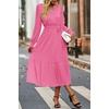image:imagePRETTYGARDEN Womens Floral Boho Long Sleeve Maxi Dress  Wrap V Neck Flowy A Line Swing Dresses Belted Elegant Spring Fall Outfit for Wedding Guest Vacation Date Night PartySolid Rose Pink
