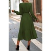 image:imagePRETTYGARDEN Womens Floral Boho Long Sleeve Maxi Dress  Wrap V Neck Flowy A Line Swing Dresses Belted Elegant Spring Fall Outfit for Wedding Guest Vacation Date Night PartySolid Army Green