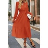 image:imagePRETTYGARDEN Womens Floral Boho Long Sleeve Maxi Dress  Wrap V Neck Flowy A Line Swing Dresses Belted Elegant Spring Fall Outfit for Wedding Guest Vacation Date Night PartySolid Brick Red