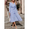 image:imagePRETTYGARDEN Womens Floral Boho Long Sleeve Maxi Dress  Wrap V Neck Flowy A Line Swing Dresses Belted Elegant Spring Fall Outfit for Wedding Guest Vacation Date Night PartyLight Blue