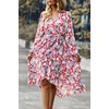 image:imagePRETTYGARDEN Womens Floral Boho Long Sleeve Maxi Dress  Wrap V Neck Flowy A Line Swing Dresses Belted Elegant Spring Fall Outfit for Wedding Guest Vacation Date Night PartyFloral Pink