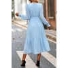 image:imagePRETTYGARDEN Womens Floral Boho Long Sleeve Maxi Dress  Wrap V Neck Flowy A Line Swing Dresses Belted Elegant Spring Fall Outfit for Wedding Guest Vacation Date Night PartySolid Light Blue