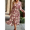 image:imagePRETTYGARDEN Womens Floral Boho Long Sleeve Maxi Dress  Wrap V Neck Flowy A Line Swing Dresses Belted Elegant Spring Fall Outfit for Wedding Guest Vacation Date Night PartyFloral Wine Red