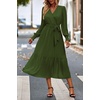 image:imagePRETTYGARDEN Womens Floral Boho Long Sleeve Maxi Dress  Wrap V Neck Flowy A Line Swing Dresses Belted Elegant Spring Fall Outfit for Wedding Guest Vacation Date Night PartySolid Army Green