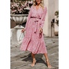 image:imagePRETTYGARDEN Womens Floral Boho Long Sleeve Maxi Dress  Wrap V Neck Flowy A Line Swing Dresses Belted Elegant Spring Fall Outfit for Wedding Guest Vacation Date Night PartyWine Red
