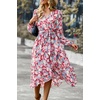 image:imagePRETTYGARDEN Womens Floral Boho Long Sleeve Maxi Dress  Wrap V Neck Flowy A Line Swing Dresses Belted Elegant Spring Fall Outfit for Wedding Guest Vacation Date Night PartyFloral Pink
