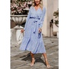image:imagePRETTYGARDEN Womens Floral Boho Long Sleeve Maxi Dress  Wrap V Neck Flowy A Line Swing Dresses Belted Elegant Spring Fall Outfit for Wedding Guest Vacation Date Night PartyLight Blue