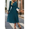 image:imagePRETTYGARDEN Womens Floral Boho Long Sleeve Maxi Dress  Wrap V Neck Flowy A Line Swing Dresses Belted Elegant Spring Fall Outfit for Wedding Guest Vacation Date Night PartySolid Lake Blue