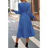 image:imagePRETTYGARDEN Womens Floral Boho Long Sleeve Maxi Dress  Wrap V Neck Flowy A Line Swing Dresses Belted Elegant Spring Fall Outfit for Wedding Guest Vacation Date Night PartySolid Dark Bule