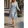 image:imagePRETTYGARDEN Womens Floral Boho Long Sleeve Maxi Dress  Wrap V Neck Flowy A Line Swing Dresses Belted Elegant Spring Fall Outfit for Wedding Guest Vacation Date Night PartyFloral Blue