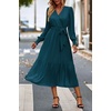 image:imagePRETTYGARDEN Womens Floral Boho Long Sleeve Maxi Dress  Wrap V Neck Flowy A Line Swing Dresses Belted Elegant Spring Fall Outfit for Wedding Guest Vacation Date Night PartySolid Lake Blue