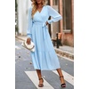 image:imagePRETTYGARDEN Womens Floral Boho Long Sleeve Maxi Dress  Wrap V Neck Flowy A Line Swing Dresses Belted Elegant Spring Fall Outfit for Wedding Guest Vacation Date Night PartySolid Light Blue