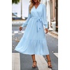 image:imagePRETTYGARDEN Womens Floral Boho Long Sleeve Maxi Dress  Wrap V Neck Flowy A Line Swing Dresses Belted Elegant Spring Fall Outfit for Wedding Guest Vacation Date Night PartySolid Light Blue