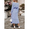 image:imagePRETTYGARDEN Womens Floral Boho Long Sleeve Maxi Dress  Wrap V Neck Flowy A Line Swing Dresses Belted Elegant Spring Fall Outfit for Wedding Guest Vacation Date Night PartyLight Blue