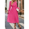 image:imagePRETTYGARDEN Womens Floral Boho Long Sleeve Maxi Dress  Wrap V Neck Flowy A Line Swing Dresses Belted Elegant Spring Fall Outfit for Wedding Guest Vacation Date Night PartySolid Rose Red