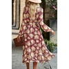 image:imagePRETTYGARDEN Womens Floral Boho Long Sleeve Maxi Dress  Wrap V Neck Flowy A Line Swing Dresses Belted Elegant Spring Fall Outfit for Wedding Guest Vacation Date Night PartyFloral Wine Red