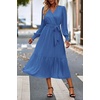 image:imagePRETTYGARDEN Womens Floral Boho Long Sleeve Maxi Dress  Wrap V Neck Flowy A Line Swing Dresses Belted Elegant Spring Fall Outfit for Wedding Guest Vacation Date Night PartySolid Dark Bule